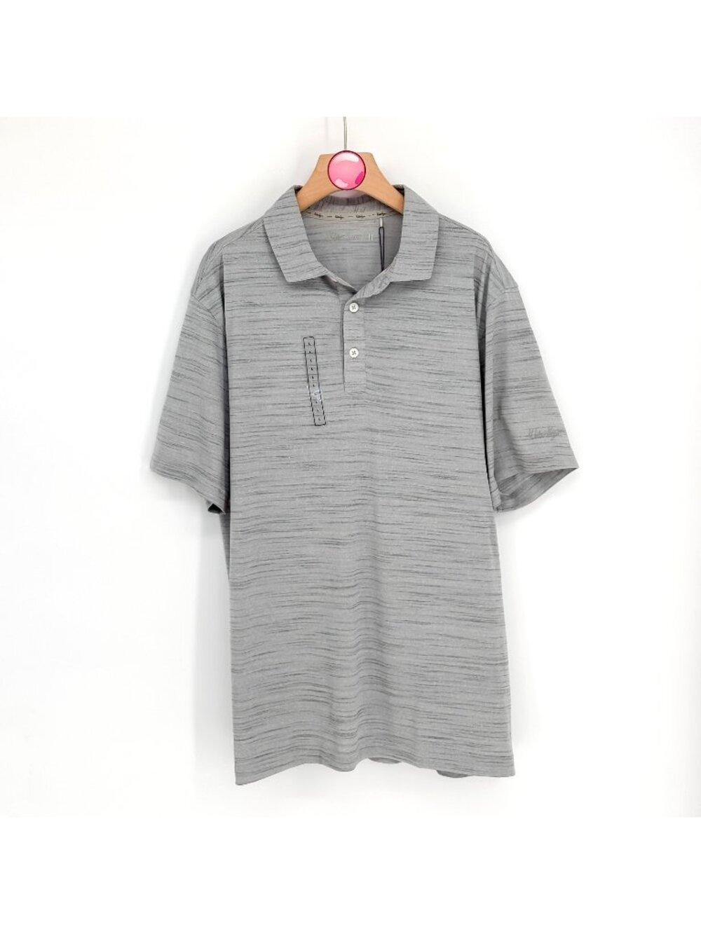 NWT Walter Hagen P11 Striation Pique Polo Crisp White Monument Grey Men’s Large